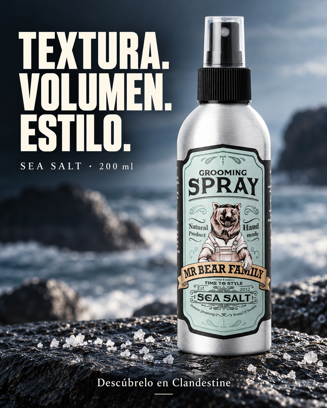 Mr Bear Family Grooming Spray Sea Salt 200Ml, Único, 200 Ml