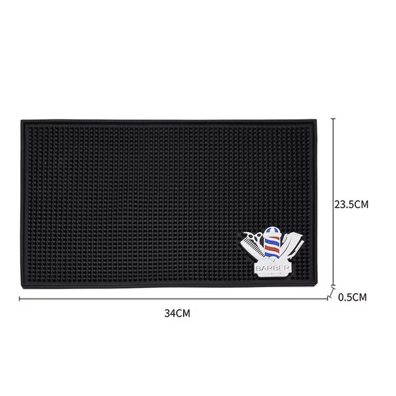 Barber Station Mat Cushion Non-Slip Black Pad Hairdress Organizer for Clippers Scissors Trimmers Brushes Storage Tool