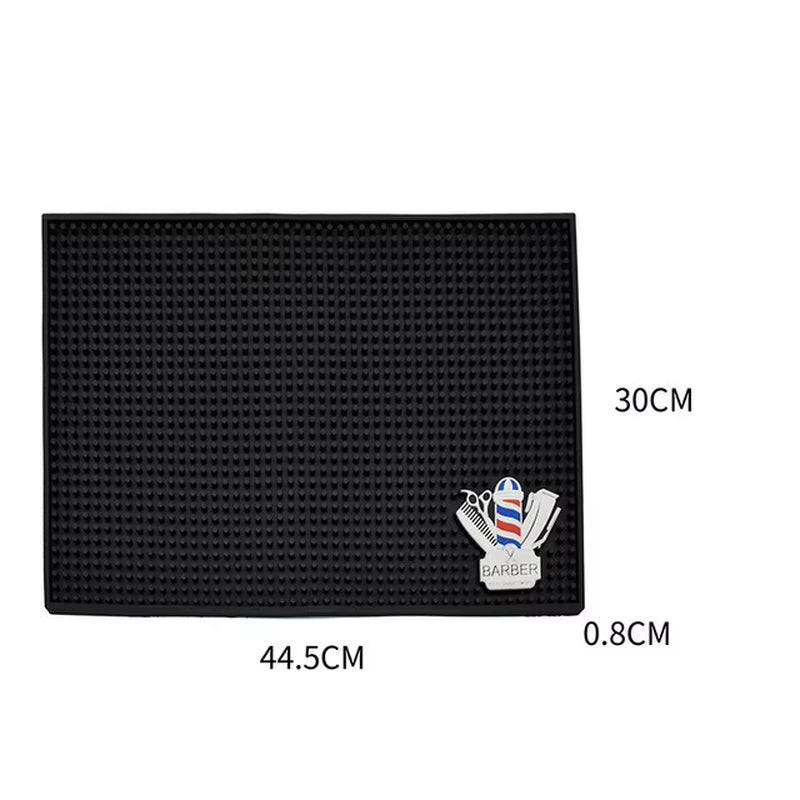 Barber Station Mat Cushion Non-Slip Black Pad Hairdress Organizer for Clippers Scissors Trimmers Brushes Storage Tool